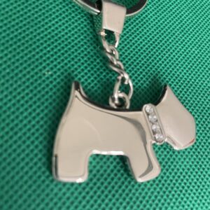 PORTACHIAVE CANE ARGENTO CON BRILLANTINI