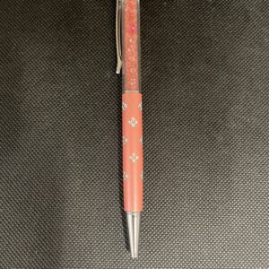 PENNA ROSA CON FIORE E BRILLANTINI