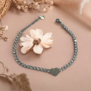 BRACCIALE STRASS CON CUORICINO B con iniziale