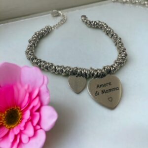 BRACCIALE CON SCRITTA CUORE DI MAMMA PERSONALIZZABILE