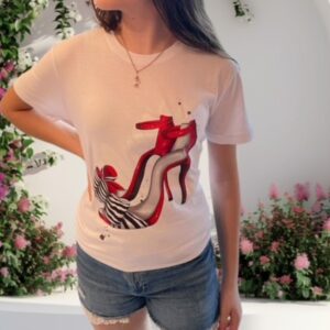 T-SHIRT SCARPE CON TACCO E STRASS