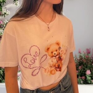 T-SHIRT ORSETTO LOVE CON STRASS