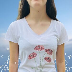 T-SHIRT CON STRASS PAPAVERI