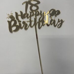 CAKE TOPPER PLEXIGLASS ORO COMPLEANNO