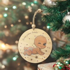 PALLINE DI NATALE IN LEGNO NASCITA BAMBINO